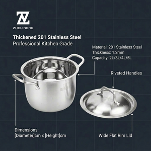 <span class=keywords><strong>Juego</strong></span> de 4 <span class=keywords><strong>Ollas</strong></span> de Acero Inoxidable de Calidad Industrial con Base Reforzada y Tapas de Borde Ancho para Servicios de Catering Profesionales - Product Image 3