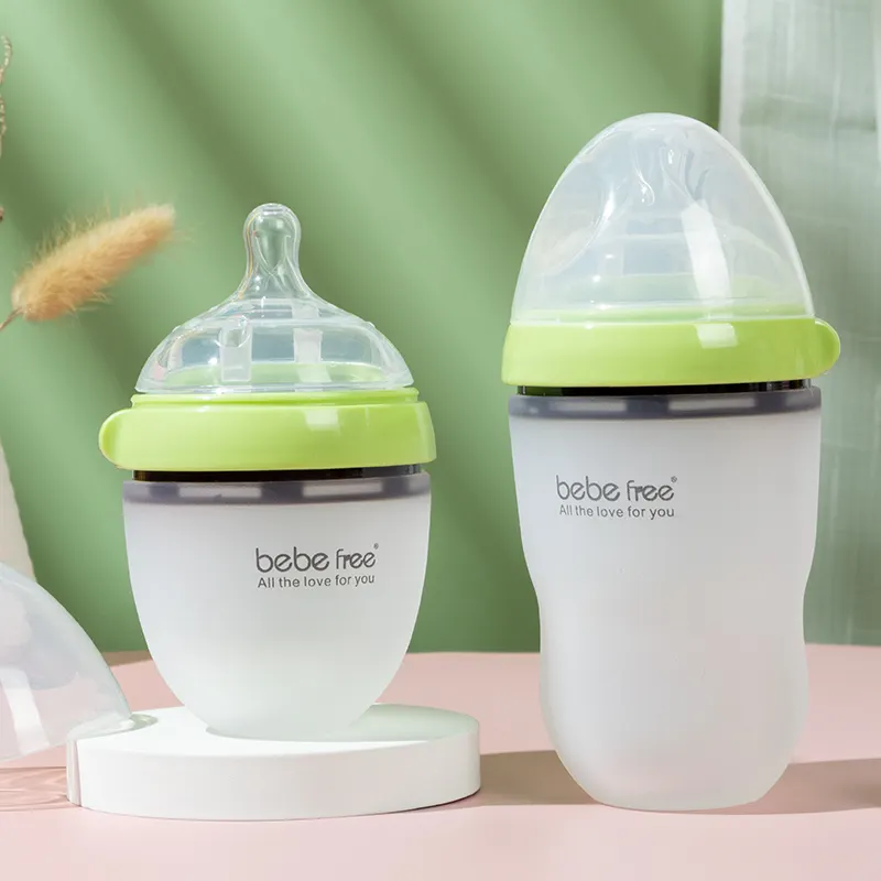 Großhandel BPA Free Squeeze Kinder Lebensmittel qualität Hände frei Milch Fütterung Silikon Baby flasche In loser Schüttung
