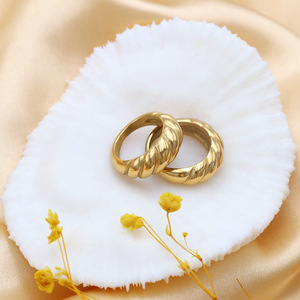 European American Light Luxury Bread <b>Ring</b> 18k <b>Titanium</b> Steel Croissant Shape Unisex Jewelry Gift - Product Image 3