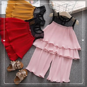 Vêtements pour filles, pantalon large et haut pour enfants, 90% coton, 10% polyester, t-shirt avec logo, ensemble boutique - Product Image 3