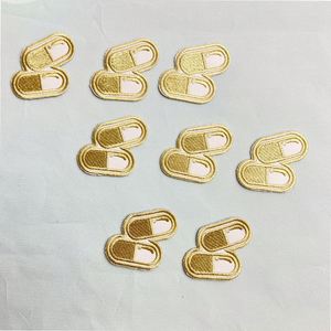 Iron on Gold Thread Embroidered Exquisite Mascara Cream Cosmetic Brush First Aid Patches for Classification Storage - Product Image 3