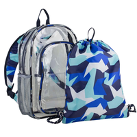 Sac à dos transparent en PVC imperméable personnalisé avec sac à cordon léger pour garçons, sac d'école, sac de voyage, sac de sport, sac à dos de jour