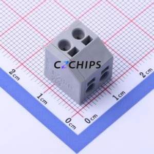 253-102 Spring Terminal Block Through hole Component (THT),P=5mm Connector ( Construction: 1x2P )( Pitch: 5mm )( Color: Gray ) - Product Image 1