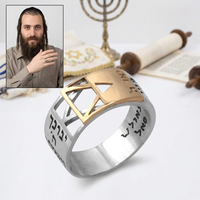 Yiwu Aceon Edelstahl Priester Segen Gold und Silber Davidstern Neueste Herren breit gestempelt hebräischen Text Ring