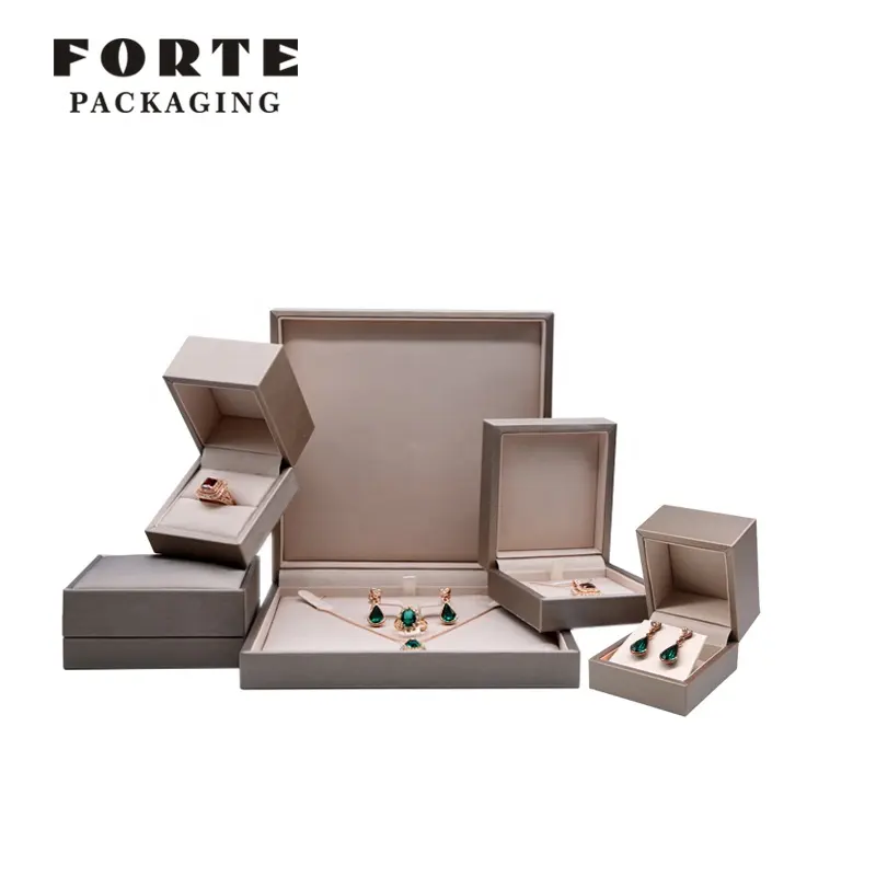 FORTE ouro estuche joyeria lujo hot stamping logotipo personalizado de couro pu caixa de caixas de jóias pulseira brinco jewlery