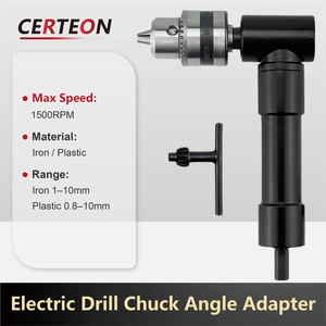 Outil <span class=keywords><strong>Perceuse</strong></span> Electrique RA10 08 1 à 10mm 3 Mors avec Cle pour Espaces Etroits avec Adaptateur <span class=keywords><strong>Mandrin</strong></span> <span class=keywords><strong>Angle</strong></span> Droit 90 - Product Image 2