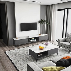 Hiện Đại Thép Không Gỉ <span class=keywords><strong>TV</strong></span> Tủ Bàn Cà Phê 2-In-1 Thiết Kế Lưu Trữ Kệ Cho Phòng Khách Đồ Nội Thất Nhà Trang Trí Nội Thất 2025 Xu Hướng - Product Image 5