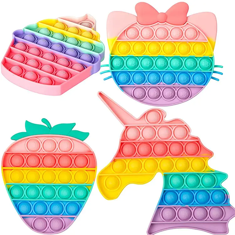 Push Pop Rainbow Unicorn Bing Dwe Desktop Puzzle Game Toys Silicone Pop Fidget Push Pushing New Bubble Toys