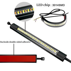 12V LEDストリップ バイク用LEDライト ブレーキ信号インジケーターストリップ ホワイト+イエロー ウインカーライト フローバー - Product Image 4