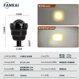 Fankai High Beam Laser Cannon 12V/24V Third-Generation <b>LED</b> Aluminum Alloy Universal Large-Capacity Demon Eye Tuning <b>Light</b> - Product Image 6