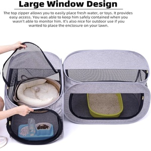 Clôture pliable <span class=keywords><strong>pour</strong></span> animaux de compagnie d'intérieur, gain de place, compartiment intégré <span class=keywords><strong>pour</strong></span> litière, cage <span class=keywords><strong>pour</strong></span> chat, portable, facile à ranger, respirante, imperméable - Product Image 2