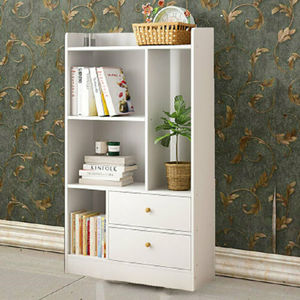 3 Tier White Tall Bookshelf <strong>Bookcase</strong> 2 Drawer Book Shelf Unit Storage Shelves <strong>UK</strong> - Product Image 2