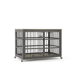 Jaula para Perros de Hierro Forjado Gris, 43.3'' de Ancho x 29.9'' de Profundidad x 33.5'' de Alto, Estilo Mueble con Aberturas Laterales, para Razas Grandes, Uso en Interiores - Product Image 1