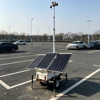 6m mast zonne-aangedreven, op aanhangwagen gemonteerde, IP65 waterdichte CCTV-cameraplichtmast voor beveiliging van bouwplaatsen