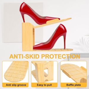 Bamboo <b>Shoe</b> <b>Storage</b> <b>Rack</b> Adjustable For High Heels And <b>Shoes</b> Home Organization - Product Image 4