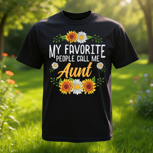 Camiseta con diseño floral de My Favorite People Call Me Aunt, color negro, unisex, talla para adultos - Product Image 3