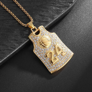 Acero Inoxidable <span class=keywords><strong>Kobe</strong></span> <span class=keywords><strong>Bryant</strong></span> # Collar de <span class=keywords><strong>Baloncesto</strong></span> con Colgante de Zirconia en Forma de Bola, Cadena de Eslabones, Joyería - Regalo - Product Image 4