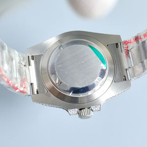 <span class=keywords><strong>Reloj</strong></span> de Acero Inoxidable con Incrustaciones de Diamantes Moissanite, Piedras Preciosas <span class=keywords><strong>Sueltas</strong></span> Redondas para Hombre, Esfera de Cristal de Zafiro, Cierre de Mariposa - Product Image 4