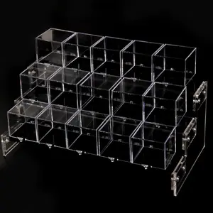 Square Transparent Cubes Acrylic Perky Mineral Display Box For Collectibles