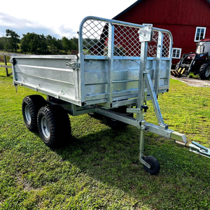 Galvanized Steel Farm <b>Trailer</b> with Diamond Mesh Sides and Dual Axle for <b>Tractor</b> Towing - Product Image 1