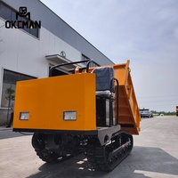 OKEMAN 1,5 Tonnen Handgeführter Gummiketten-Raupentraktor Hydraulischer Dumper Benzinbetrieben für Garten- und Landschaftsbau