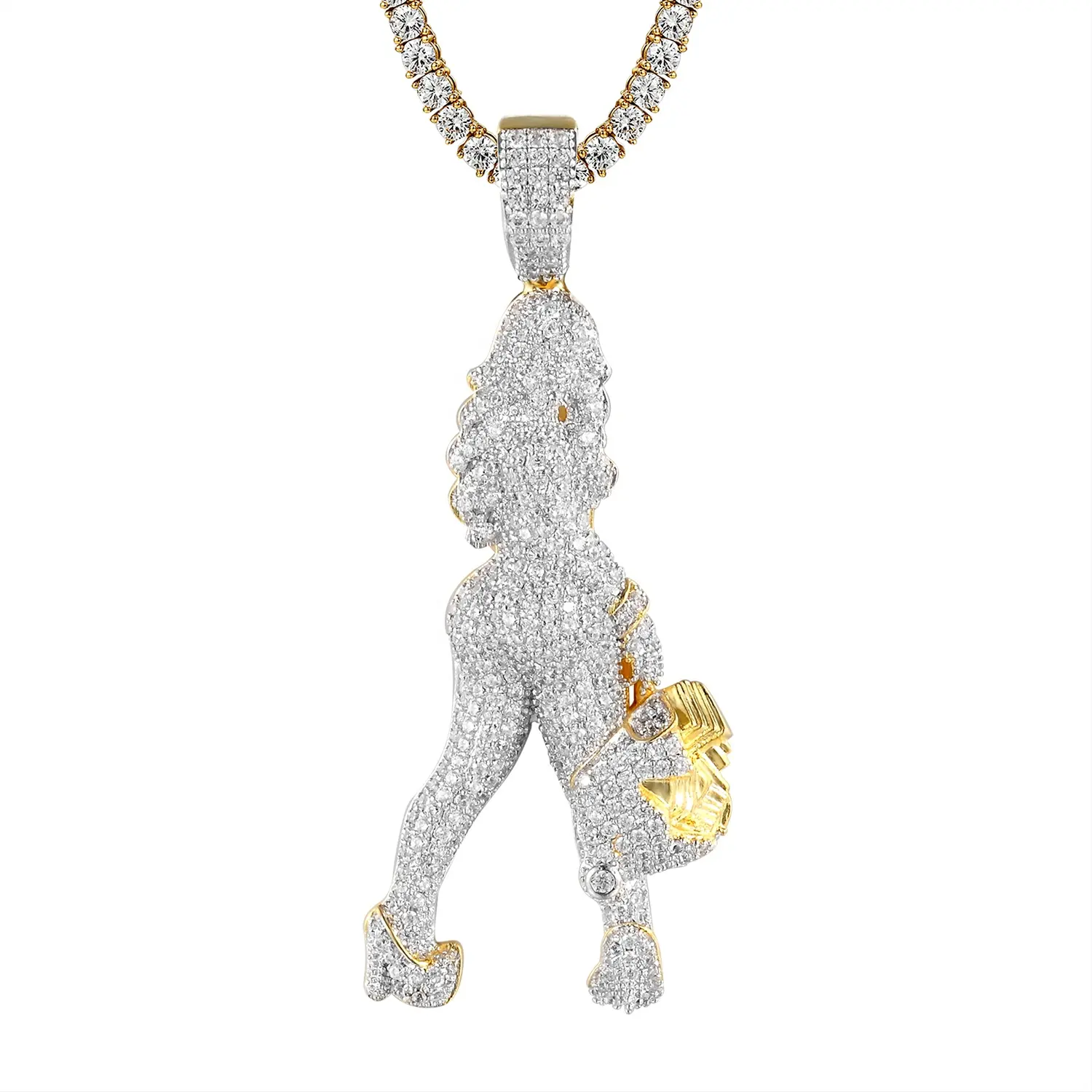 Özel 925 gümüş mozanit hip hop takı tamamen icedout seksi para Lady kolye kadınlar moda takı charms