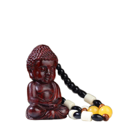 Bracelet porte-bonheur unisexe en bois de santal rouge sculpté à la main, pendentif Pixiu Dragon de la Richesse, chaîne Bouddha