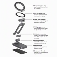 Support de téléphone magnétique en alliage d'aluminium, compatible Arca, base de trépied à filetage 1/4 pouce, réglable sur deux axes