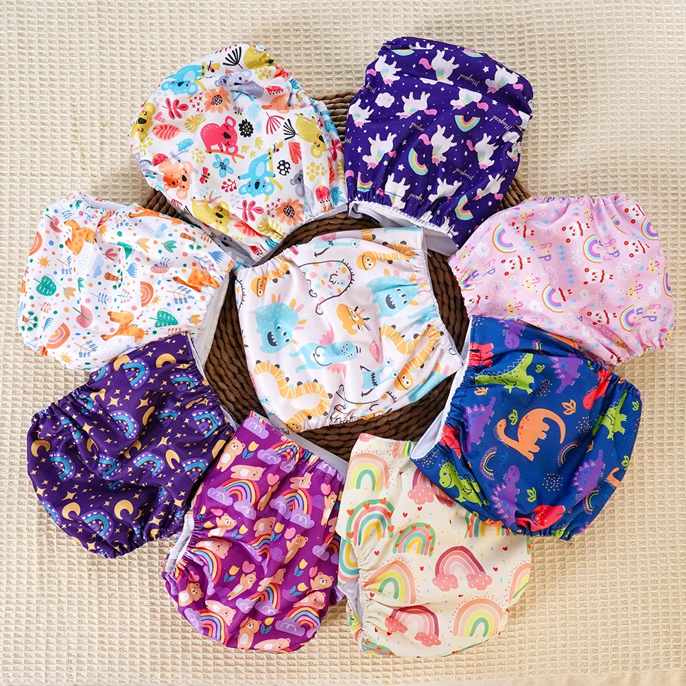 Happyflute 3-15KG Pañales de tela para bebé Pañales de tela impermeables ajustables de gamuza suave