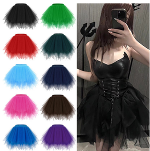 <span class=keywords><strong>Jupon</strong></span> court <span class=keywords><strong>Tulle</strong></span> jupes femmes élastiques couches extensibles été adulte Tutu jupe sous-jupe - Product Image 2