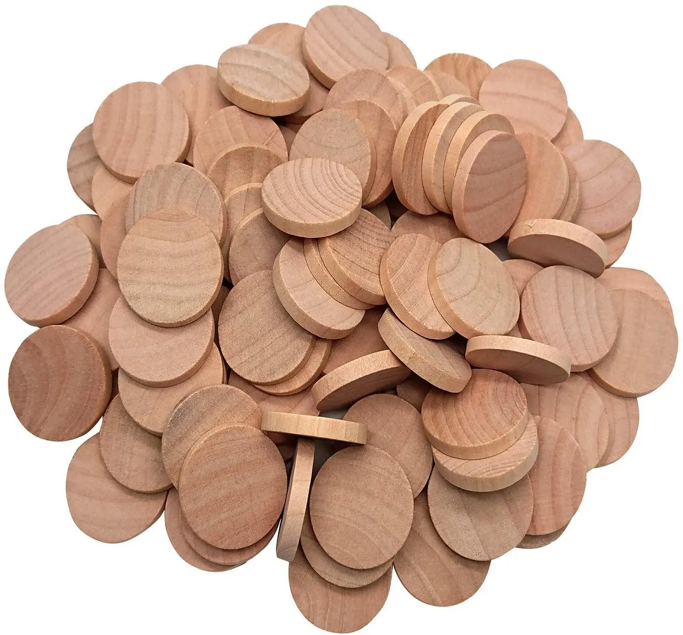 Fette di legno da 2.5cm monete di legno rotonde non finite pezzi di gioco da tavolo cerchi di faggio in legno