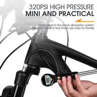 Pompe à vélo électrique portable Prostar en alliage d'aluminium haute pression 320 psi avec manomètre numérique compatible Presta et Schrader pour valve avant