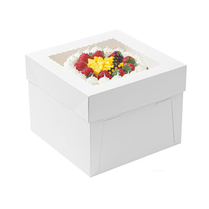 Großhandel Pappe Geburtstags torte <span class=keywords><strong>Box</strong></span> Transparente Fenster deckel Papier Boden Tablett Matt Laminierung für Zucker Babynahrung Cake Shop Verwendung - Product Image 5