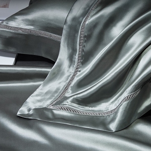 19mm Duvet Cover Luxury <strong>Bed</strong> <strong>Sheet</strong> Sets Gray <strong>Green</strong> Mulberry Silk Bedding Set Free Shipping Seamless Wedding Eco-friendly 20 - Product Image 3