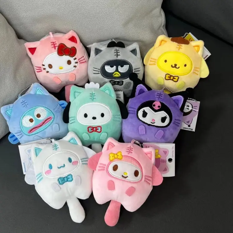 Cute 10 Stuffed Plush Toys Kuromi pendant Kulomi Yugui Pike monster transformed cat plush doll student bag pendant bedtime plush