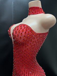 Abiti da Compleanno con Diamanti Rossi per Donne, Eleganti Vestiti da Sera per Feste, Abbigliamento per Fornitori, Abiti per <span class=keywords><strong>la</strong></span> Madre della Sposa - Product Image 4