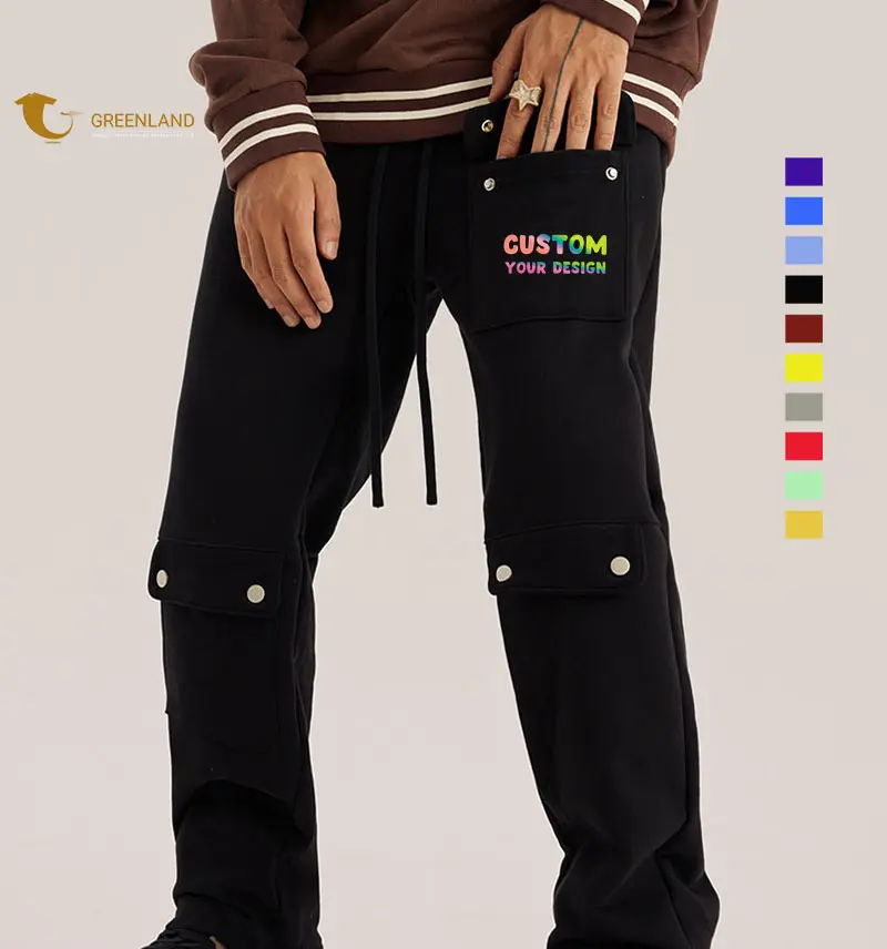 Abbigliamento da uomo di alta moda Street Wear pantaloni larghi pantaloni sportivi da uomo tessuto Casual lavorato a maglia 100% cotone Logo personalizzato Plus Size 100 pezzi