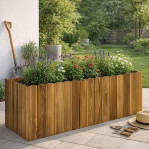 Grande jardinière d'extérieur moderne Jardinière rectangulaire <span class=keywords><strong>en</strong></span> bois <span class=keywords><strong>Pot</strong></span> de fleurs pour légumes et herbes - Product Image 2