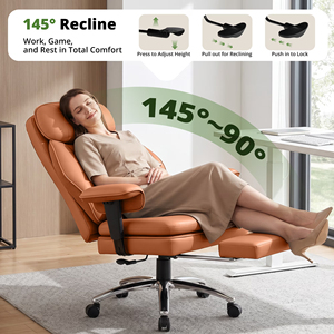 <span class=keywords><strong>Chaise</strong></span> <span class=keywords><strong>de</strong></span> <span class=keywords><strong>bureau</strong></span> ergonomique robuste en cuir à dossier haut avec support lombaire réglable, capacité 500 lbs, pour grands et grands-tailles, marron - Product Image 4