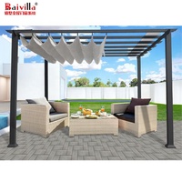 Pérgola Bioclimática de Aluminio de Diseño Moderno, Gazebo para Jardín, Material de PVC para Exteriores, Marco de WPC, Resistente a la Lluvia, Presión Natural