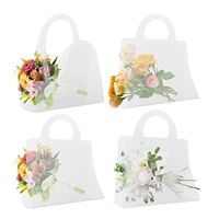 Sacs à fleurs transparents pour bouquets, emballage cadeau floral transparent avec poignée et ruban, fournitures pour fleuristes, emballage