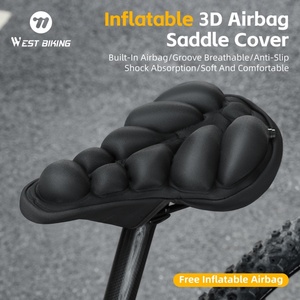 WEST BIKING inflable 3D <span class=keywords><strong>Airbag</strong></span> Road Bike Saddle Cover absorción de impacto transpirable asiento de <span class=keywords><strong>bicicleta</strong></span> funda de cojín - Product Image 6