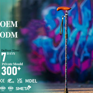 <span class=keywords><strong>Canne</strong></span> pliable autoportante en <span class=keywords><strong>fibre</strong></span> <span class=keywords><strong>de</strong></span> <span class=keywords><strong>carbone</strong></span> JINDA, hauteur réglable avec poignée en bois, impression UV personnalisée, capacité <span class=keywords><strong>de</strong></span> 100 kg - Product Image 1