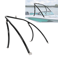 Menara Wakeboard Berlapis Bubuk Hitam dengan Pipa Aluminium 2,25 inci untuk Perahu, Termasuk Perlengkapan