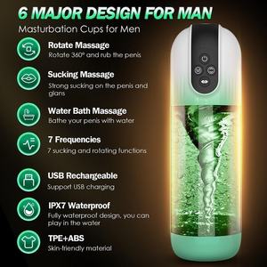 Pocket Touch Realistischer Grüner Männlicher Masturbator mit 7 Saugmodi, Rotationsfunktion, Spa-LED-Anzeige, 100% Wasserdicht IPX7 <span class=keywords><strong>Penis</strong></span> - Product Image 1
