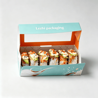 Boîte à lunch en papier kraft biodégradable avec fenêtre transparente, logo personnalisé, pour sushis, salades, emballages à emporter