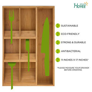 Organisateur <span class=keywords><strong>de</strong></span> Tiroir <span class=keywords><strong>De</strong></span> Cuisine en bambou pour les Gadgets ou Outils <span class=keywords><strong>Angle</strong></span> Unique Diviseur Plus Bac À Compartiments - Product Image 5