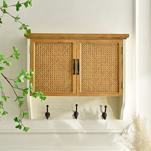 Mueble de Pared de Madera Maciza Estilo Rústico para Entrada o Sala de Estar, con Ganchos para Almacenamiento - Product Image 4