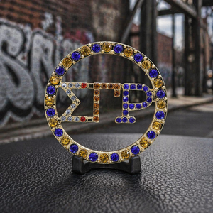 Nuevo Diseño, Broche Metálico con Incrustaciones de Diamantes Amarillos, Azules y Rojos, Letra de Servicio de la Hermandad Diva Nine, SGRHO, Sigma Gamma Rho - Product Image 5