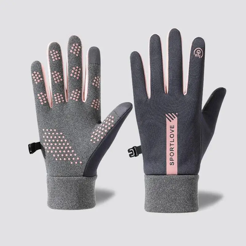 Gants d'extérieur chauds et imperméables coupe-vent mitaines à cinq doigts sports plus polaire gants de ski d'équitation antidérapants